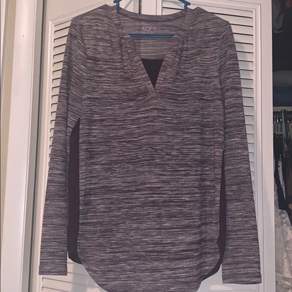 Loft Purple Mixed Media Top